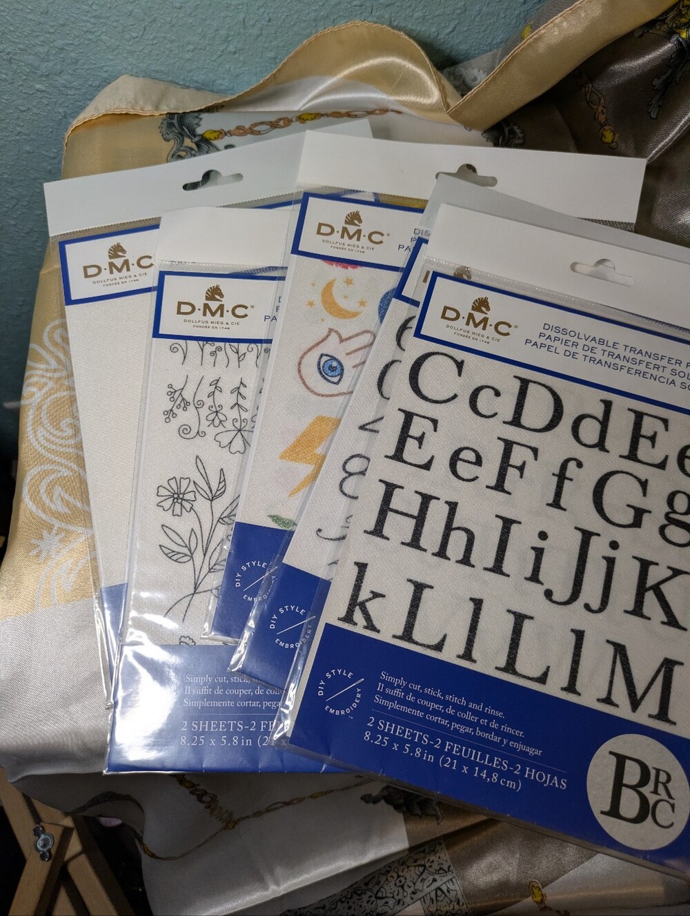 DMC Magic Paper Water Soluble Embroidery Transfer Sheets Lot of 6
